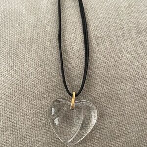 Baccarat crystal clear Heart Pendant Necklace Glass with box